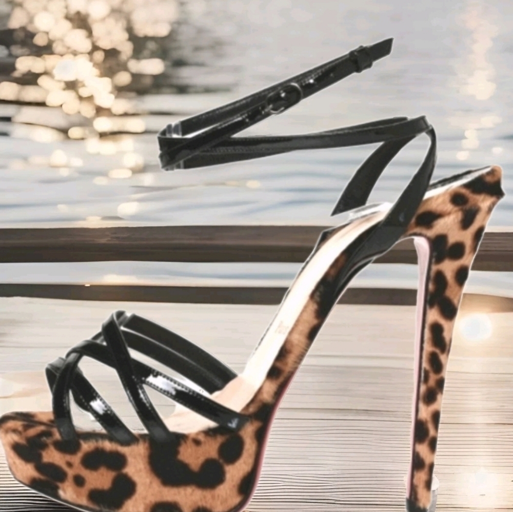 NWT~Flash SALE⏰️Christian Louboutin Passiflore leopard heels Pony hair🔥SALE